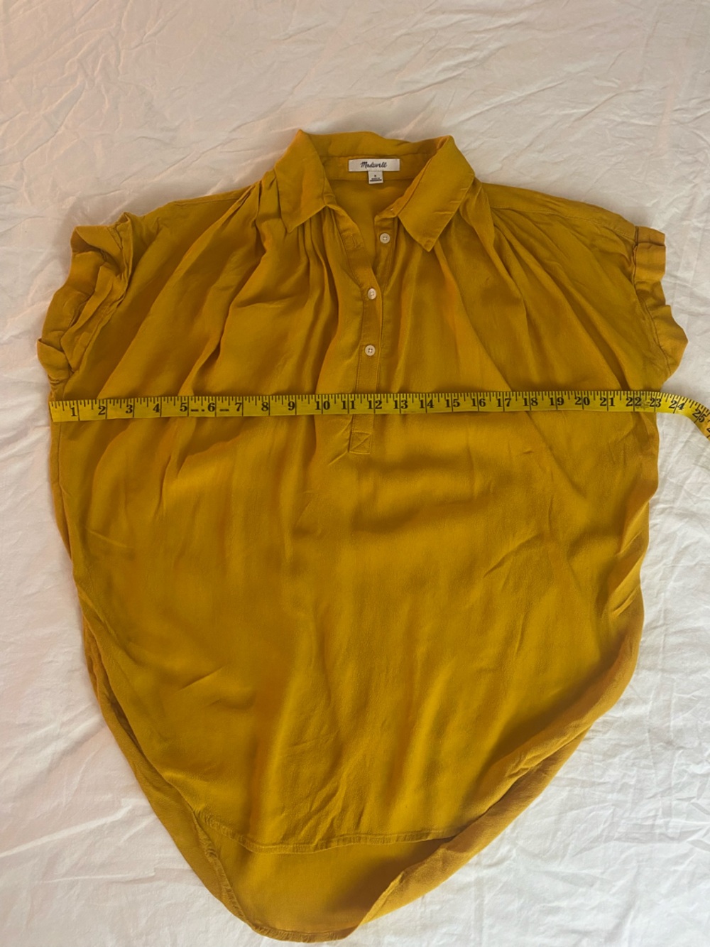 Madewell Central Drapey Popover Mustard Shirt Size S - Picture 4 of 9